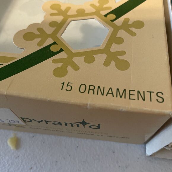 Vintage Pyramid Christmas Ornaments One Box of 15 Blue Green Glass Bulbs 2” - Picture 6 of 10